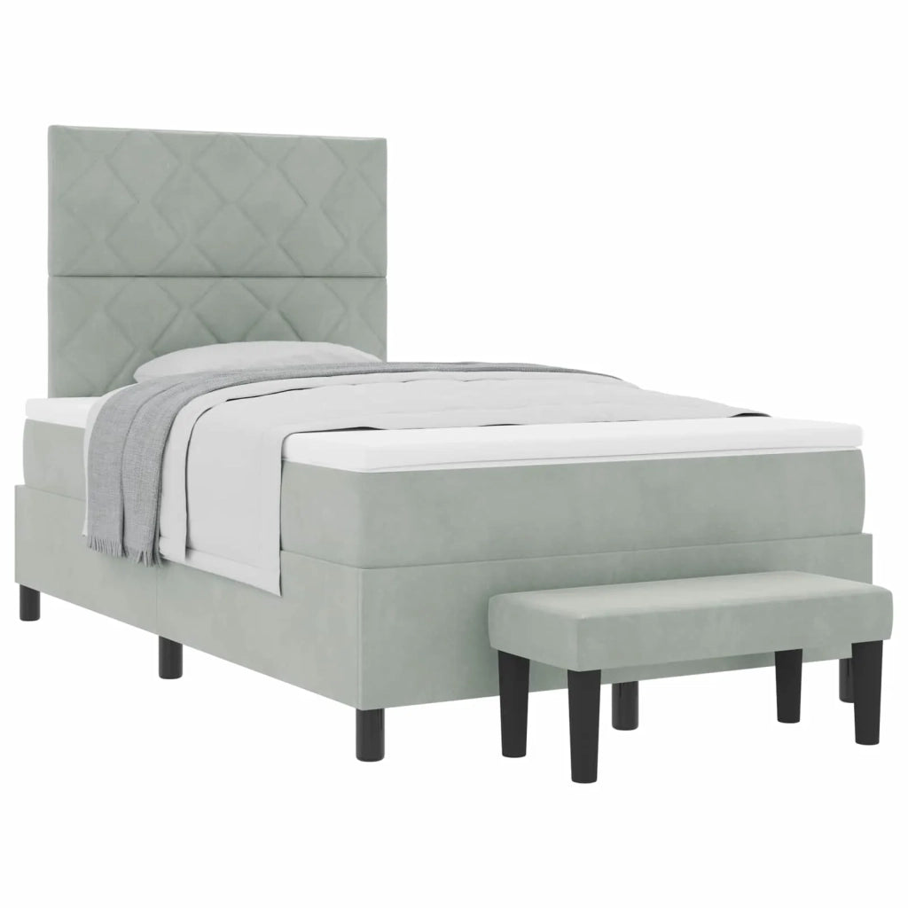 Letto a molle con materasso Grigio chiaro 120 x 200 cm Velluto 3344570