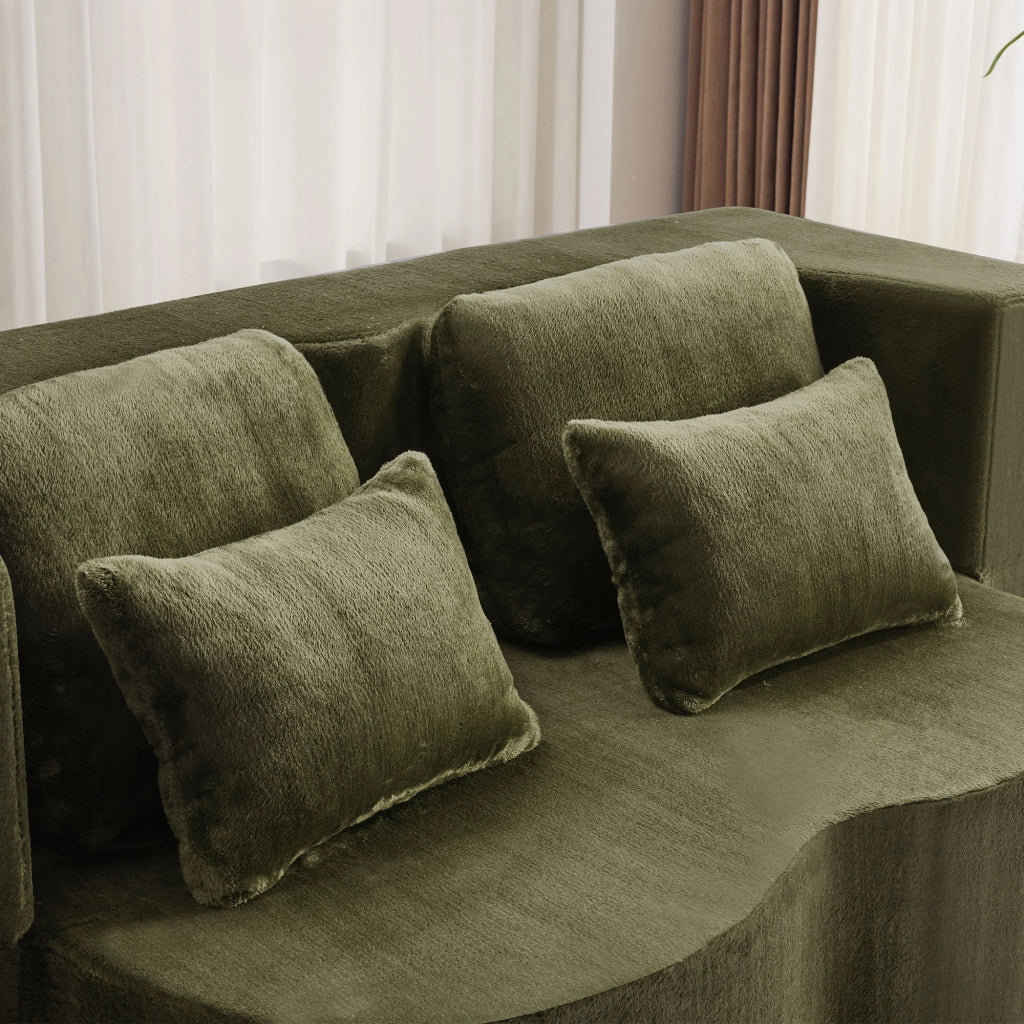 DIVANO Letto Pieghevole 2 in 1 Verde in Schiuma e Molle con 4 Cuscini