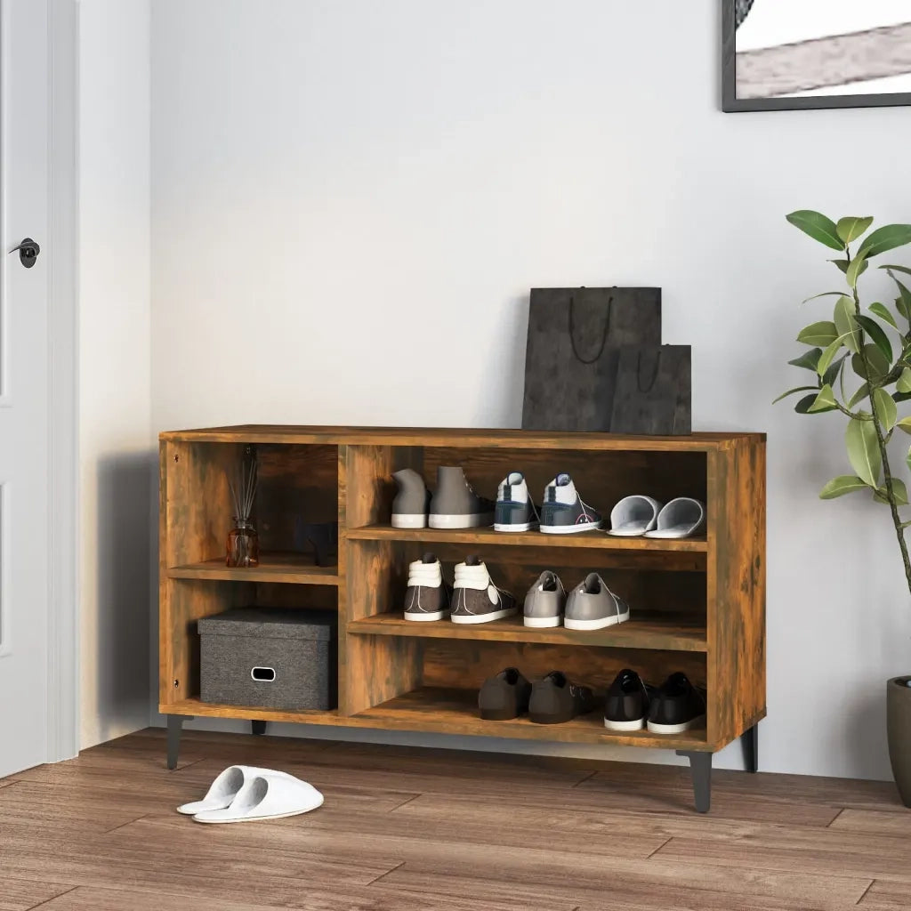Scarpiera-Scaffale per scarpe Rovere Fumo 102x36x60 cm in Legno Multistrato 410456