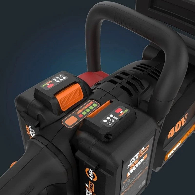 Elettrosega a Batteria WG385E 40V Brushless 2.0 Barra 40 cm con 2 Batterie 4Ah per Taglio Intensivo - WORX