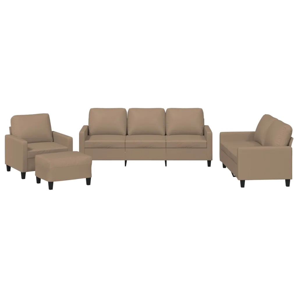 Set di Divani 4 pz con Cuscini cappuccino in Similpelle