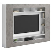 Mobile Soggiorno Sadali, Parete Attrezzata 7 Ripiani Made in Italy, 216x30.4x158.6h cm Grigio Cemento