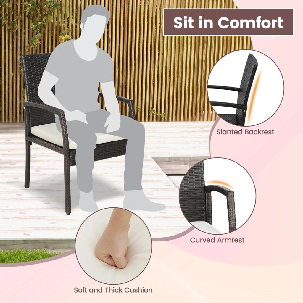 Set di 2 Sedie in Rattan, Sedia Giardino Poltrone da Esterno con Cuscini per Seduta con Cerniera, Set di 2 Comode Sedie per Giardino, Patio, Terrazza(Modello A, 54,5x61,5x89cm)