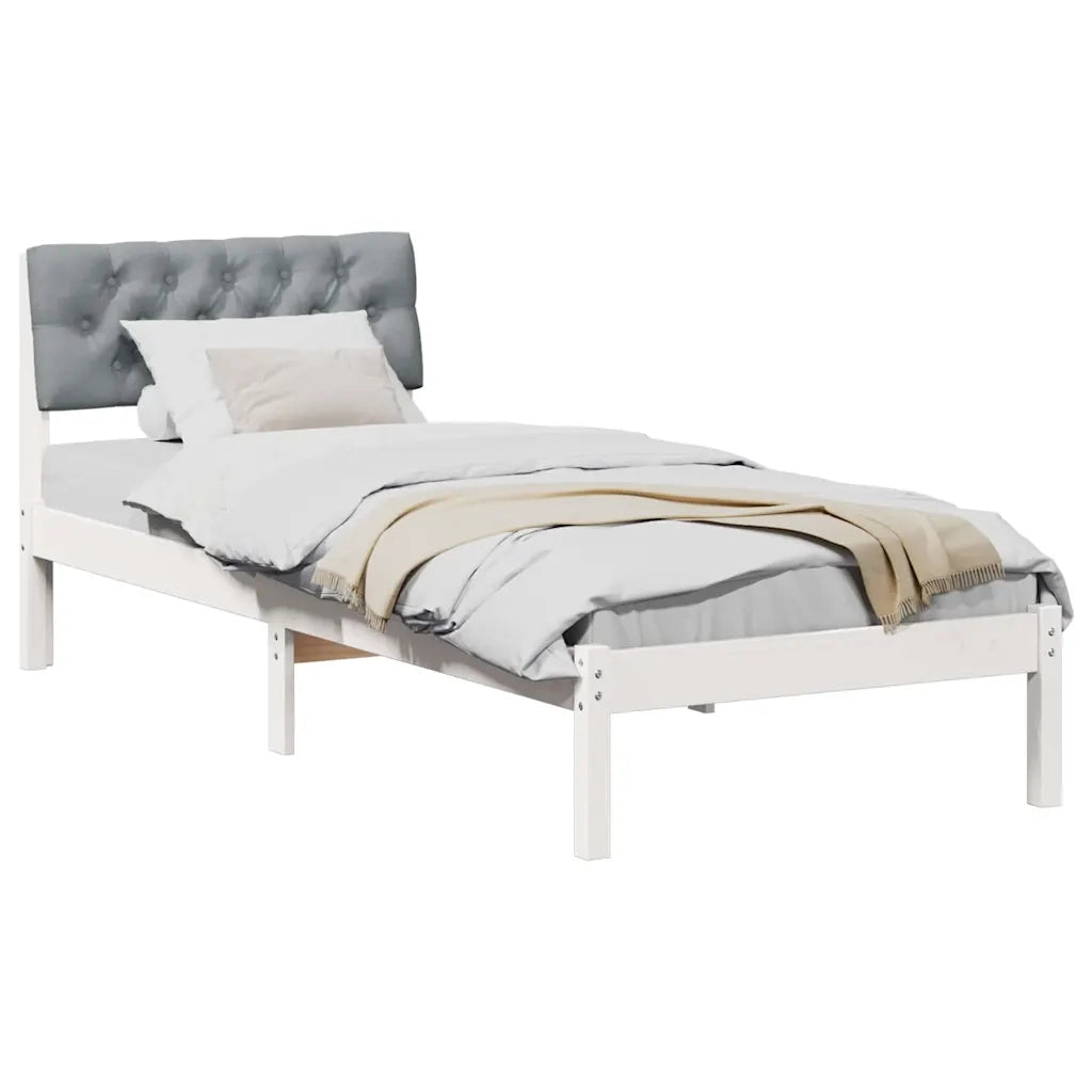 Struttura del Letto Bianco e grigio chiaro 75 x 190 cm 878653