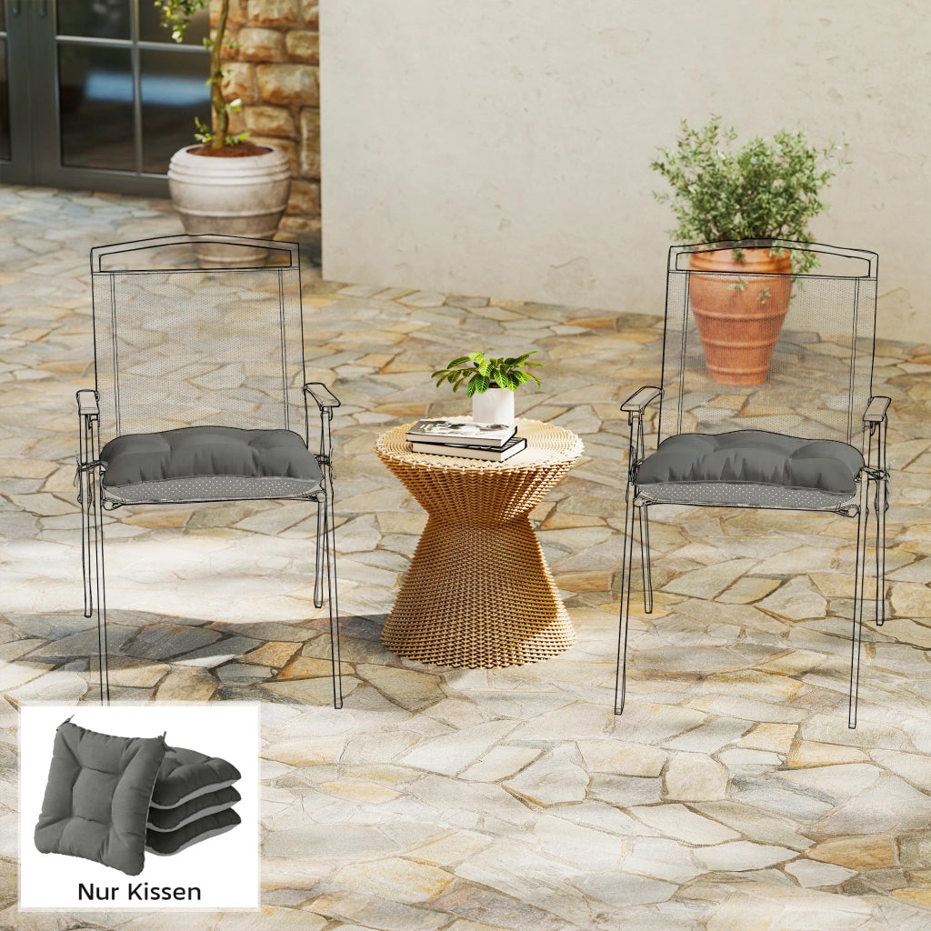 Set di 4 Cuscini per Sedie ¨C Zephmum ¨C Grigio Tessuto 39.5x39.5x10 cm