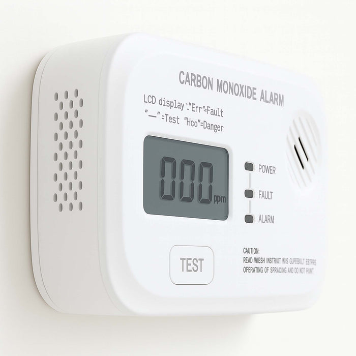 Set 2x Rilevatore monossido di carbonio con display 120 x 74 x 31 mm, allarme CO con batterie sostituibili incluse