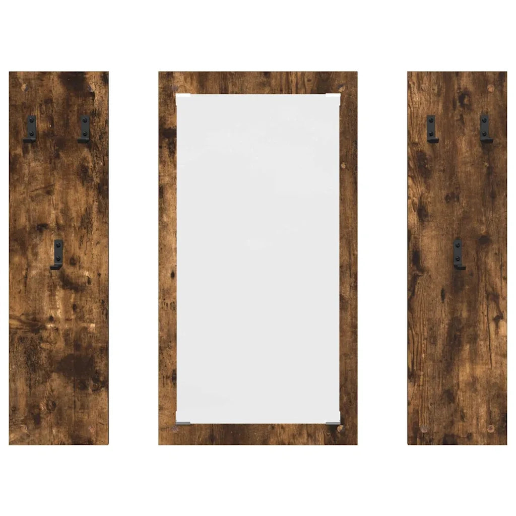 Appendiabiti a muro con specchio Rovere fumé 96 x 1,5 x 90 cm 874535