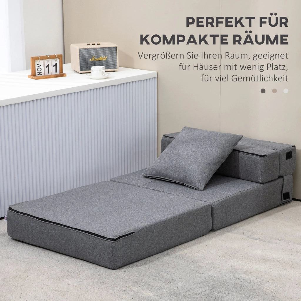 Poltrona letto pieghevole 2 in 1 grigio scuro 70x174 cm