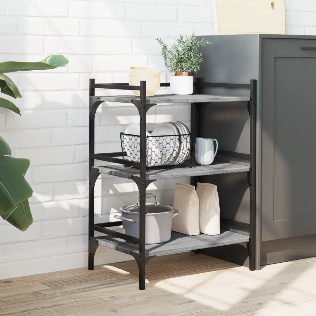 Carrello da Cucina-Scaffale per Cucina Grigio Sonoma 50x35x75,5cm Legno Multistrato