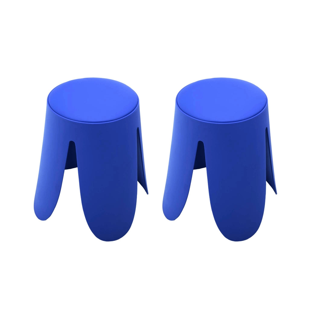 Set 2 sgabelli impilabili in similpelle, blu