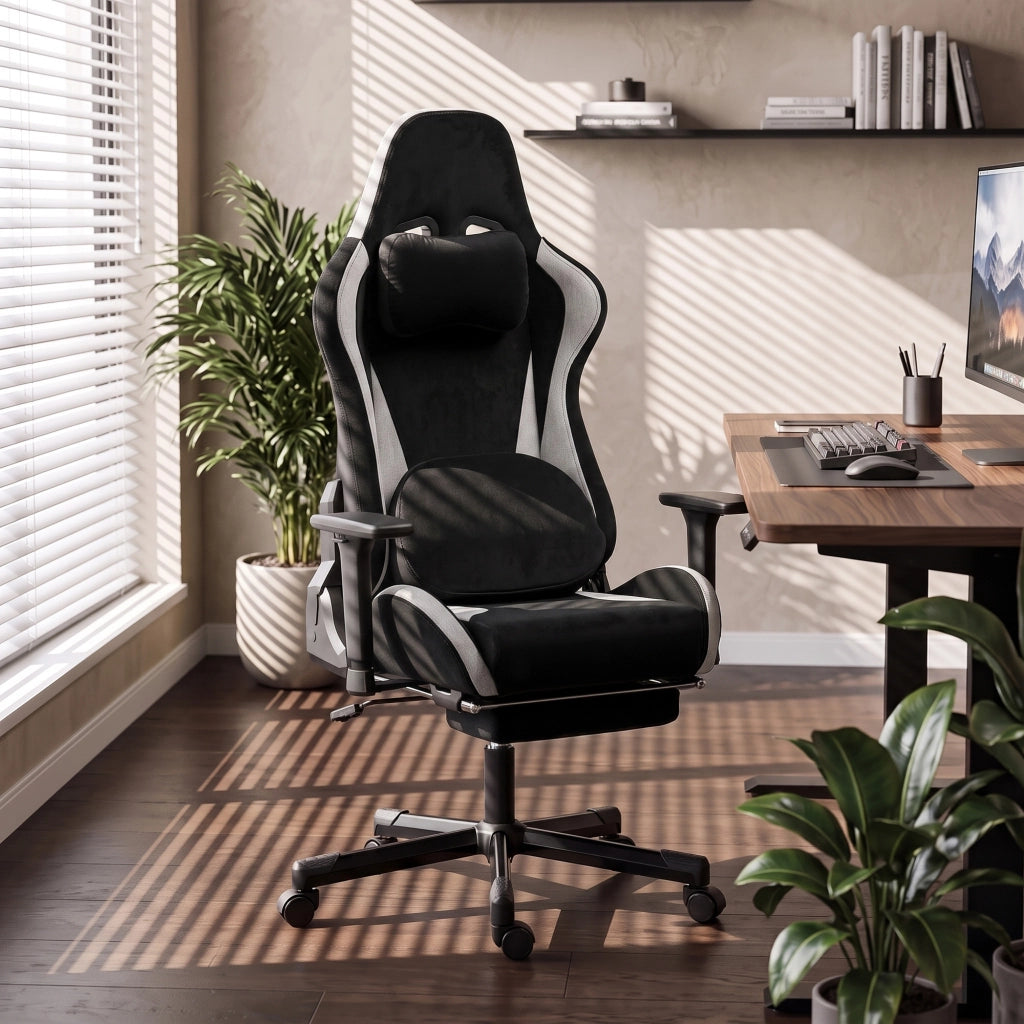 Gaming Stuhl Ergonomischer Gaming Sessel mit Knetmassage und Wärme