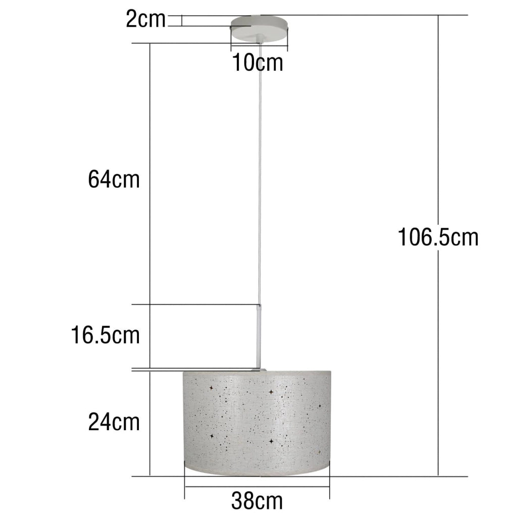 Lampada a sospensione ZMH metallo bianco 38cm E27 moderna paralume tessuto design base a stella senza lampadina