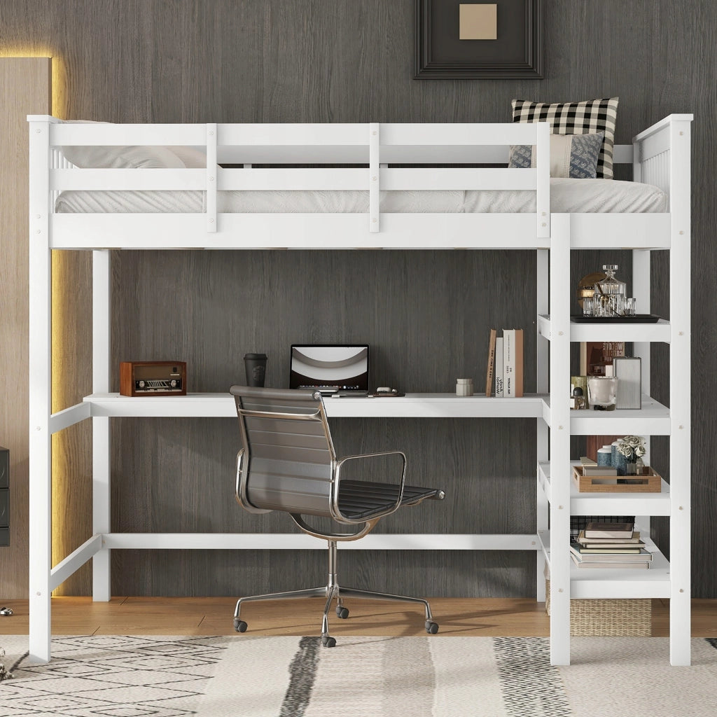 Letto a castello 140x200 bianco con scrivania - Xylo