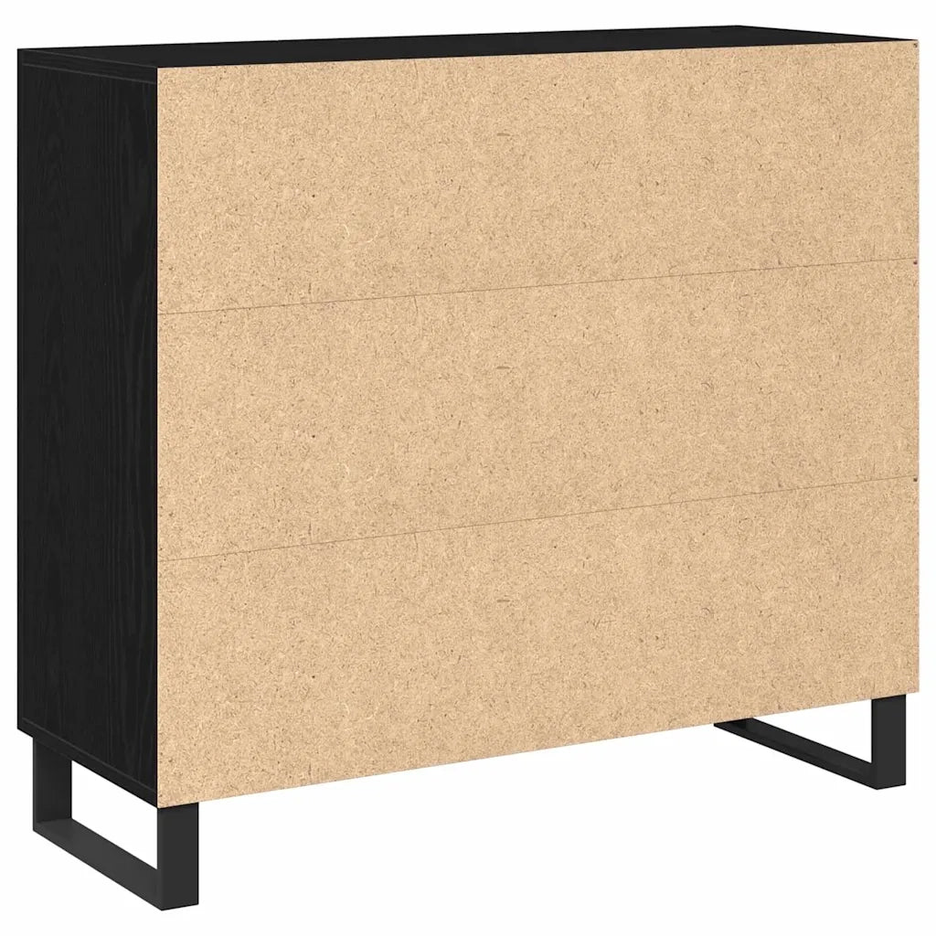 Credenza Rovere Nero 90 x 34 x 80 cm Legno multistrato 862955