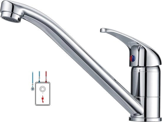 Kraan a 360° rotazione con bassa pressione per cucina in ottone con 3 connessioni - acqua fredda-acqua per bollitore-acquario