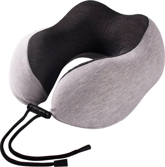 Necchi - Cuscino da Viaggio - Memory Foam - Cuscino da Viaggio per Aereo e Auto - U Form - Prevenzione Dolore alla Colonna Vertebrale - Ergonomico