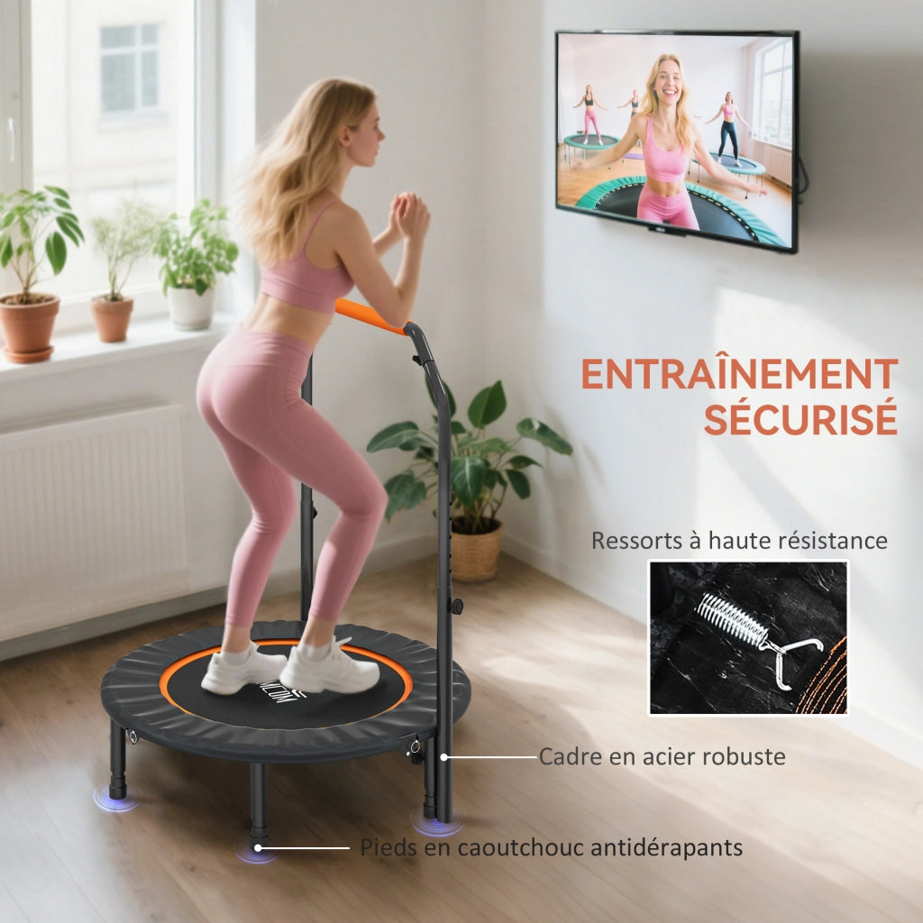 Trampolino da fitness ginnastica regolabile pieghevole 6 piedi 28 molle ¨C zephmum ¨C nero arancio ? 102 cm