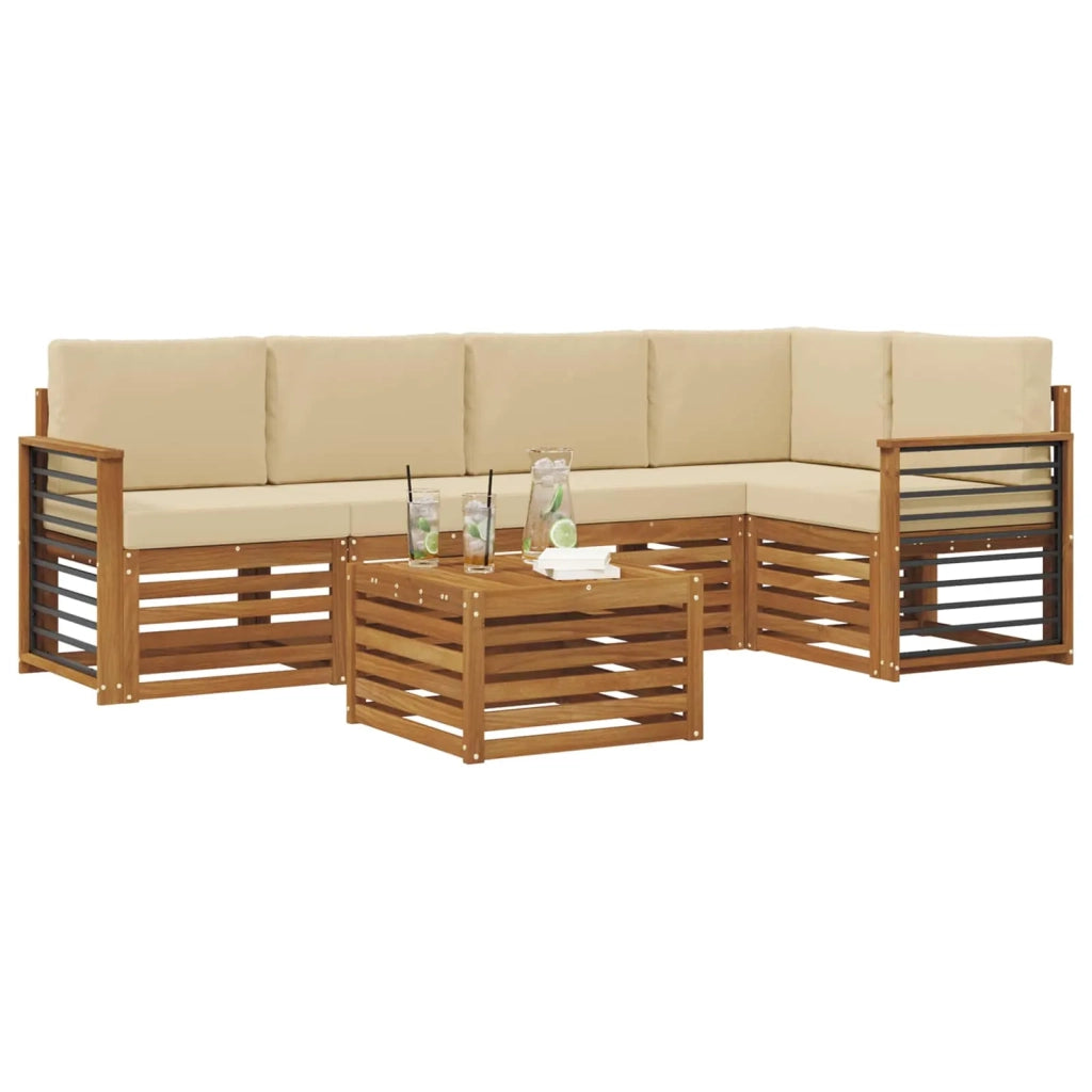 Set divano sezionale con cuscino 6 pcs Naturale e Beige 3374863