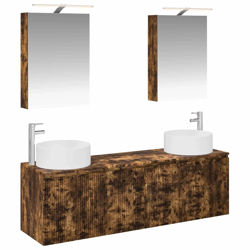Set di Armadi da Bagno 5 pcs Rovere Fumo Legno ingegnerizzato 3406555