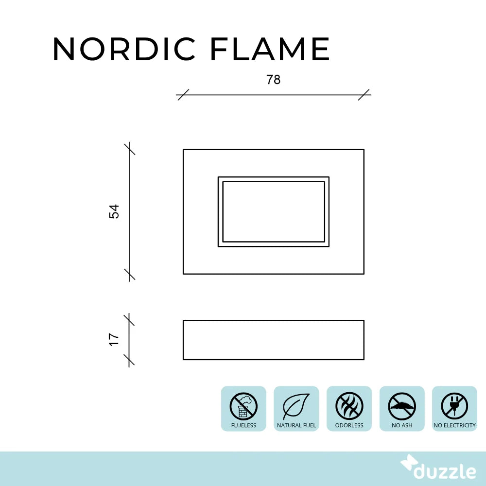 Nordic Flame, Biocamino da parete Grigio (17cm X 78cm H. 54cm) | Duzzle