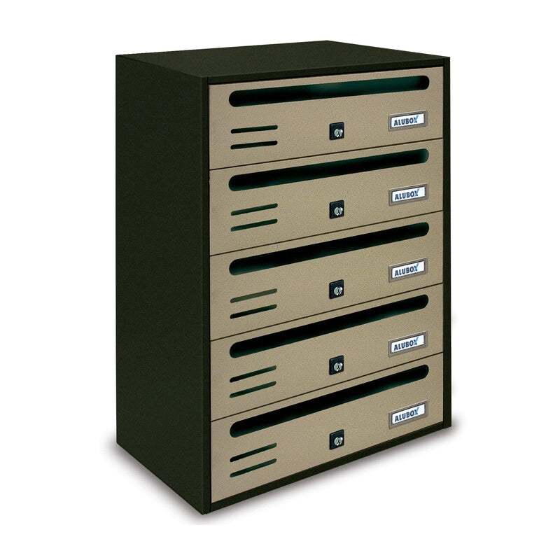 CASSETTA POSTALE ALUBOX CUBO/R 5 38,5X25X53 SABBIA