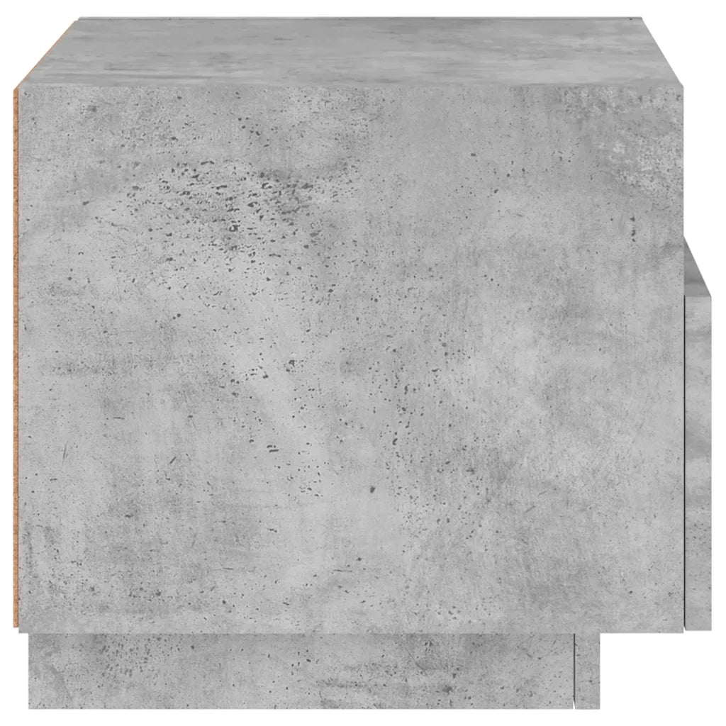 Set di 2 Comodini | Armadio da Notte | Mobiletto da notte con Luci LED Grigio Cemento 40x39x37 cm