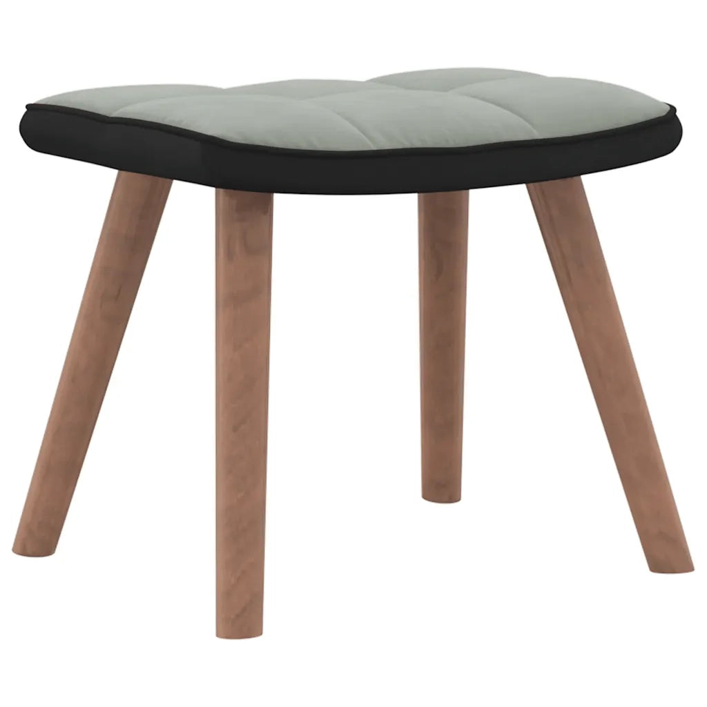 Poltrona a Dondolo con Poggiapiedi Grigio Chiaro Velluto e PVC