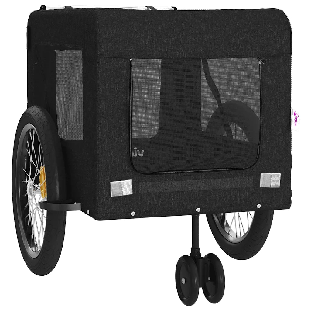 Rimorchio da Bici per Animali Nero Oxford e Ferro CFW3218248