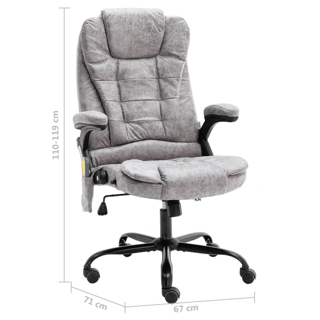 Sedia da Ufficio | Sedia da Gaming Massaggiante Grigio Chiaro in Scamosciato