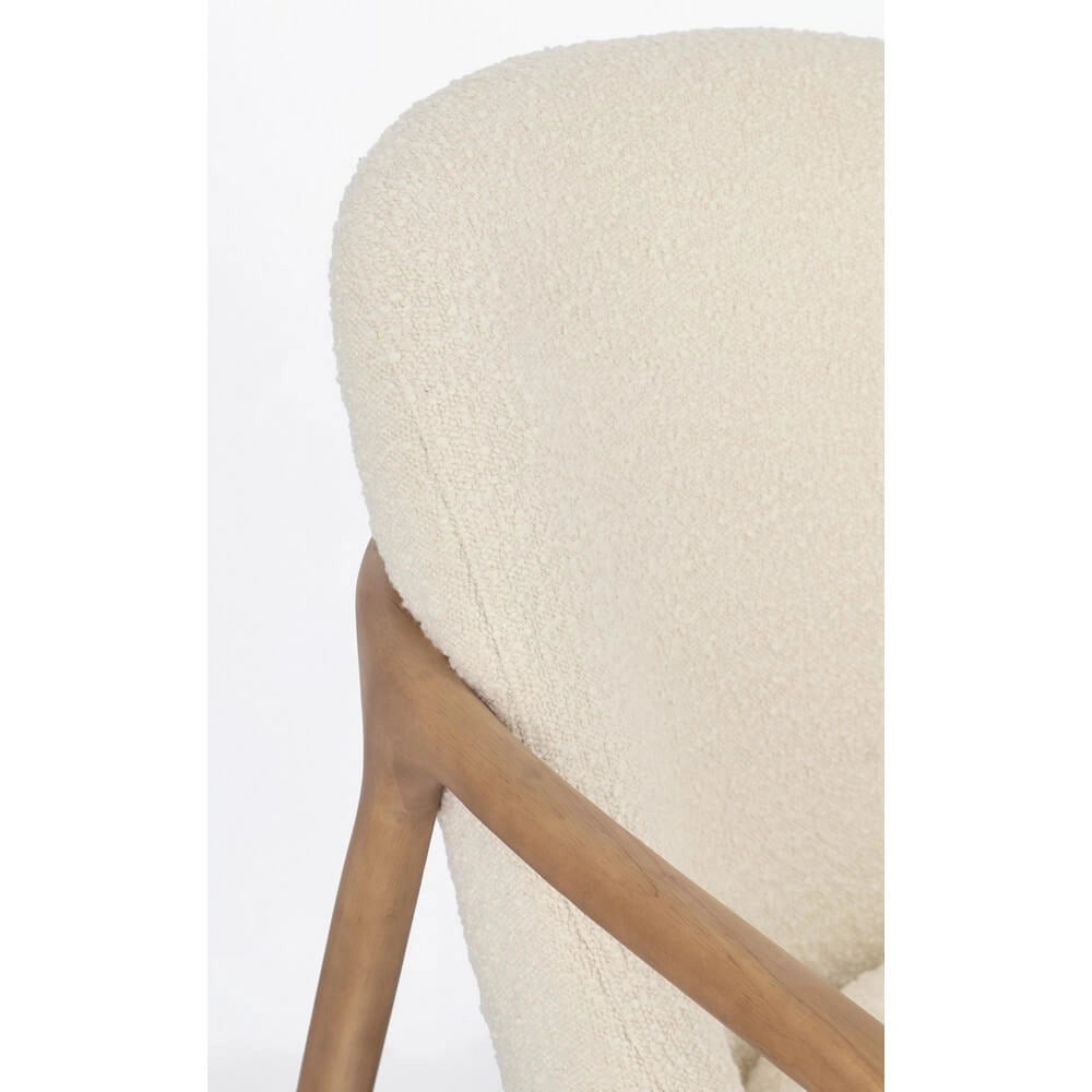 Poltrona con Braccioli in Tessuto Bouclé e Struttura in Legno - SERAPHINA