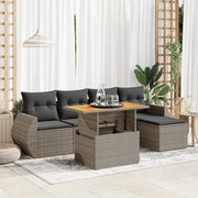 Set Divano da Giardino 6 pz con Cuscini Grigio in Polyrattan 3327252