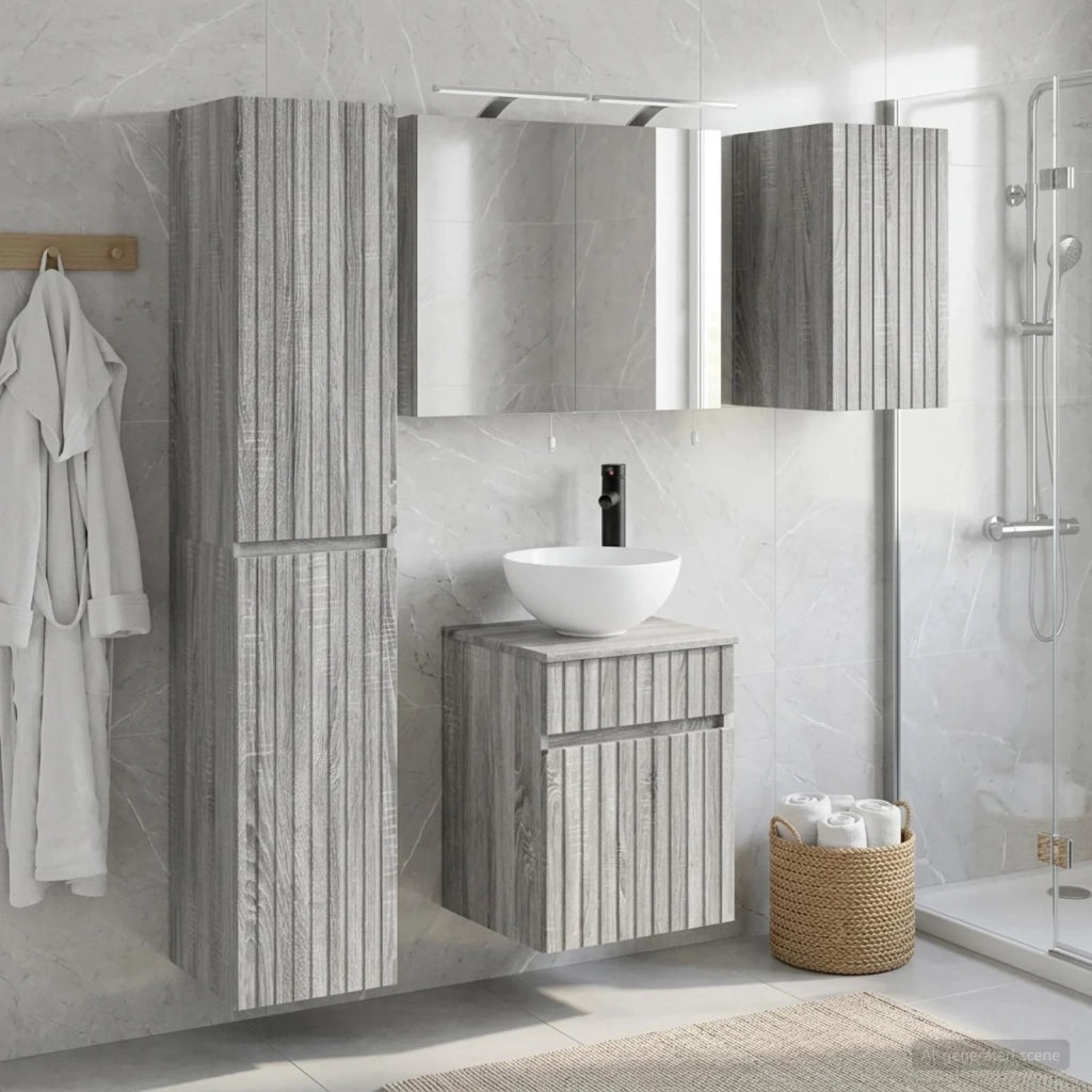 Set di Armadi da Bagno 5 pcs Sonoma grigio 40 x 10,5 x 60,5 cm 3407340