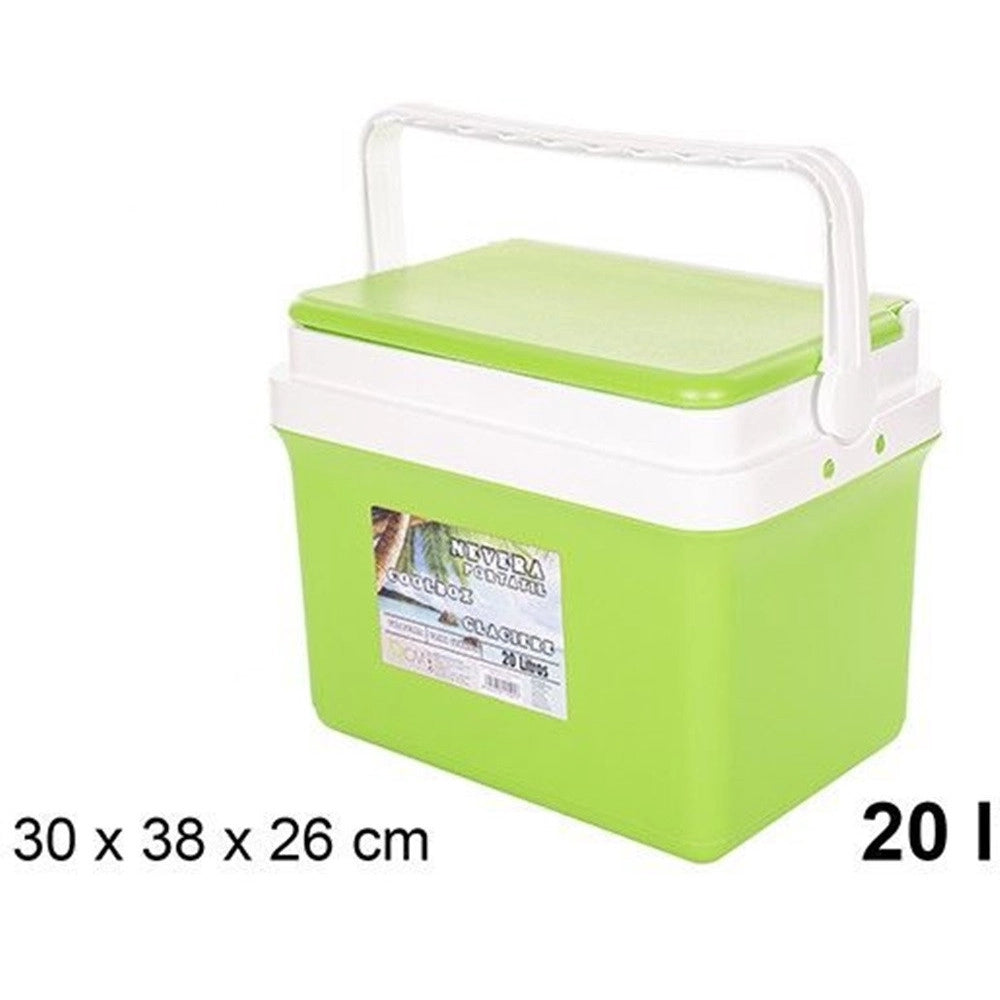 Trade Shop - Frigo Borsa Termica Verde Portatile Con Coperchio Piatto Da 20 Lt Con Maniglia 017089 -