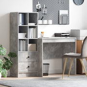 Scrivania  con ripostiglio Grigio cemento Legno ingegnerizzato