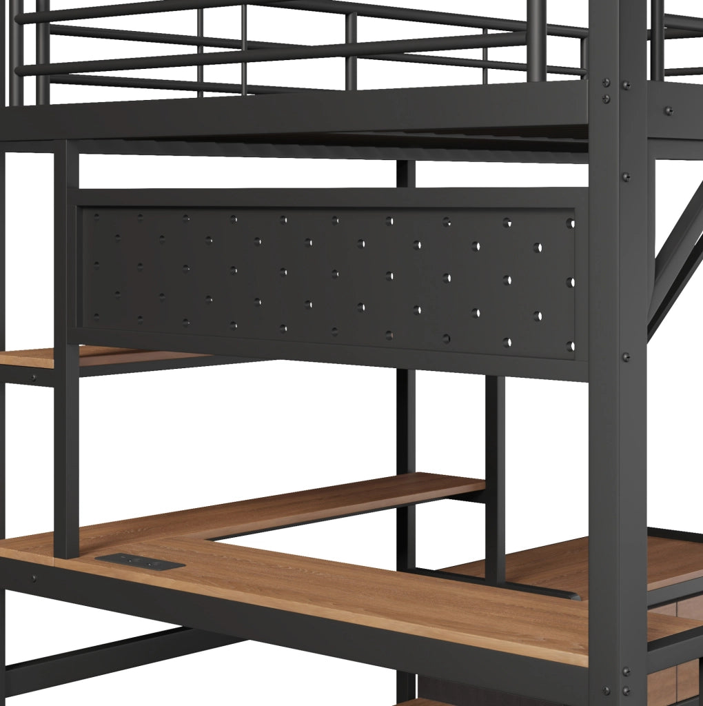 Letto a soppalco 140x200 cm con scrivania, LED e USB