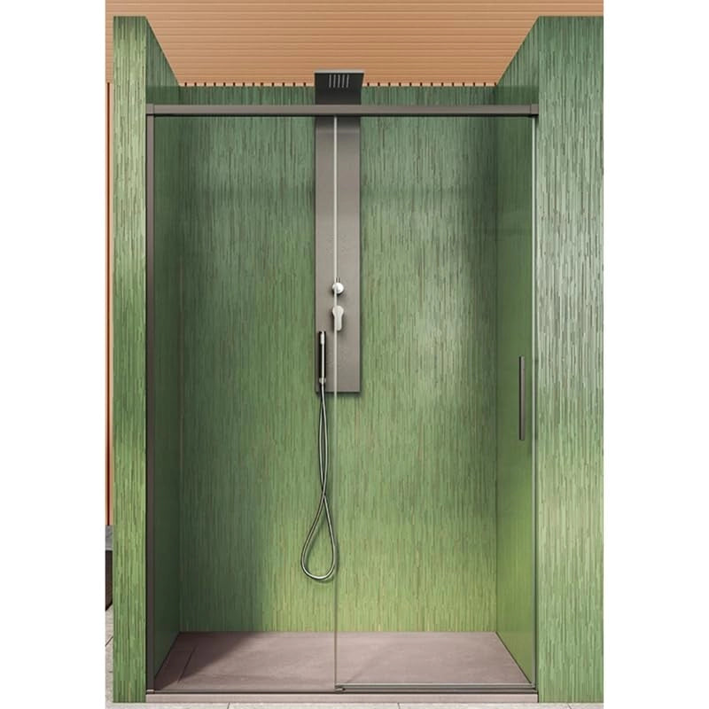 IMPALLI Box Doccia H210 Cm Estensibile 147-150 Cm Cabina Doccia Scorrevole Anta A Chiusura Rallentata Cristallo Temperato 8 Mm Trasparente Anticalcare Profili Alluminio (NICHEL SPAZZOLATO 150)