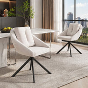 Sedia da pranzo girevole 65x59x79 cm beige in velluto