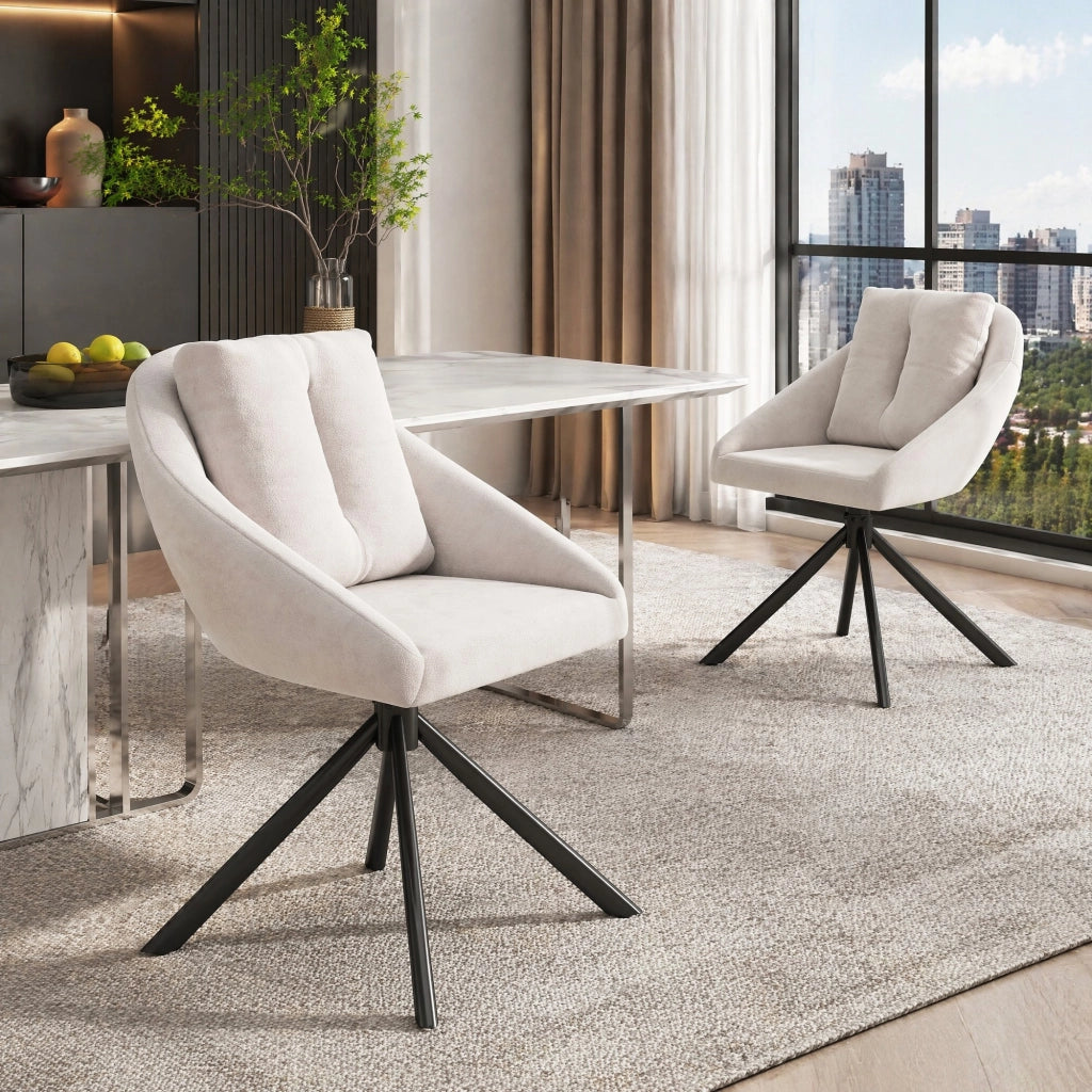 Sedia da pranzo girevole 65x59x79 cm beige in velluto