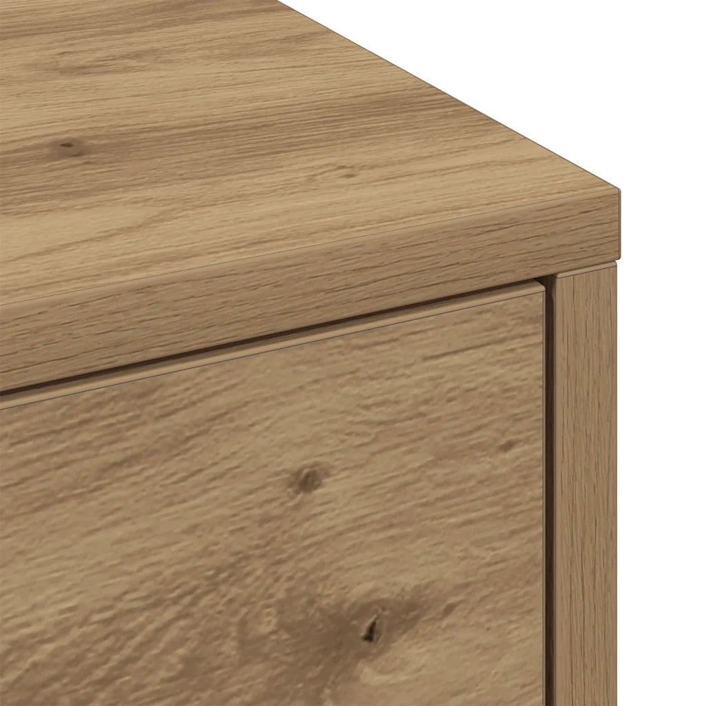 Mobile da Bagno Stretto con Ruote Rovere Artigianale Truciolato 855285