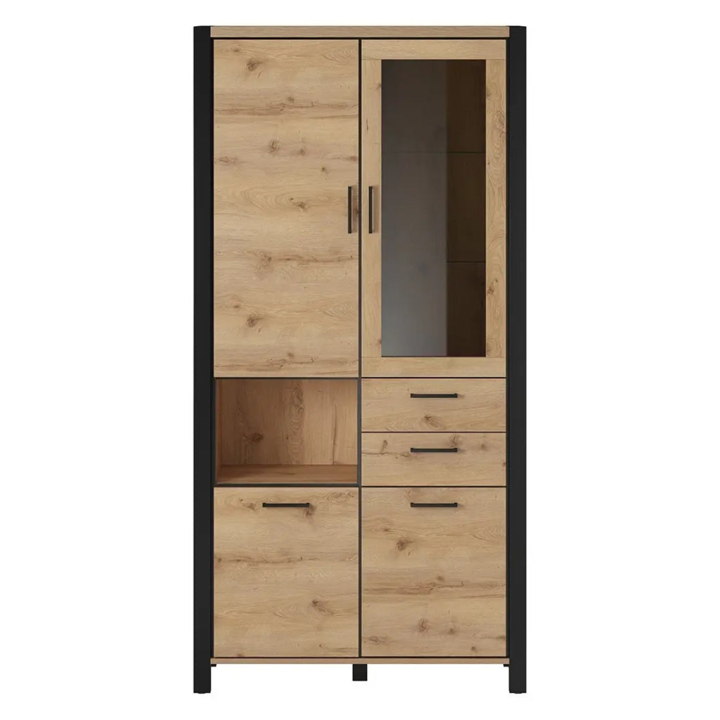 Vetrina alta XL collezione TIVORA. Colore quercia e nero