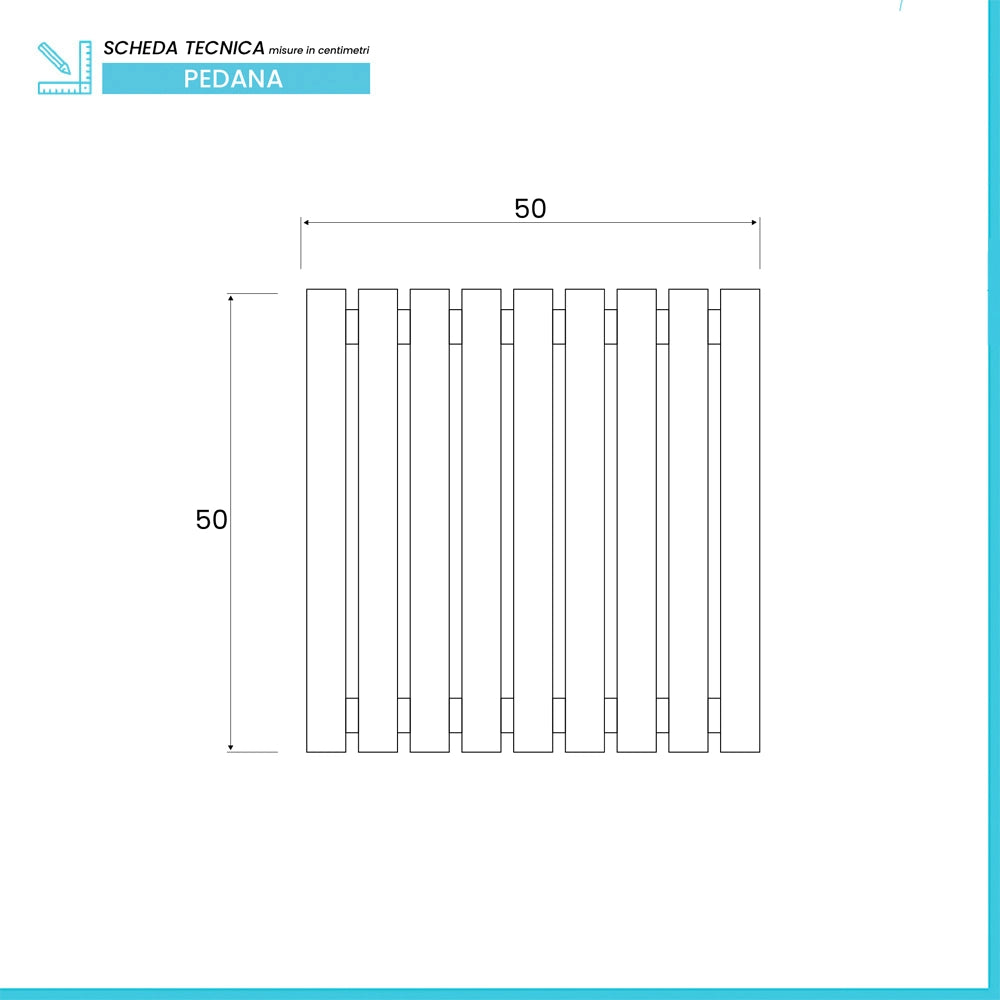Pedana Antiscivolo Quadrata 50 x 50 in Legno Ideale per Piatto Doccia 70 x 70