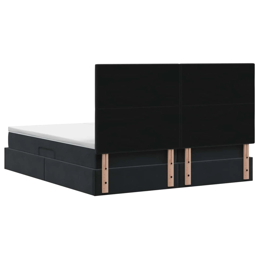 Letto con contenitore LED e materasso Nero 200 x 200 cm Velluto 3460286