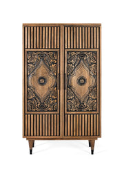 Credenza alta in legno di mango e dettagli dipinti a mano