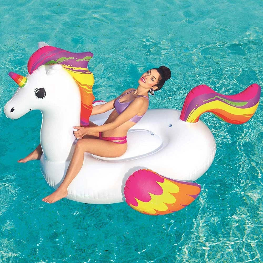 Trade Shop - Unicorno Fashion Cavalcabile Gigante 224 X 164 Cm Cavallo Arcobaleno -