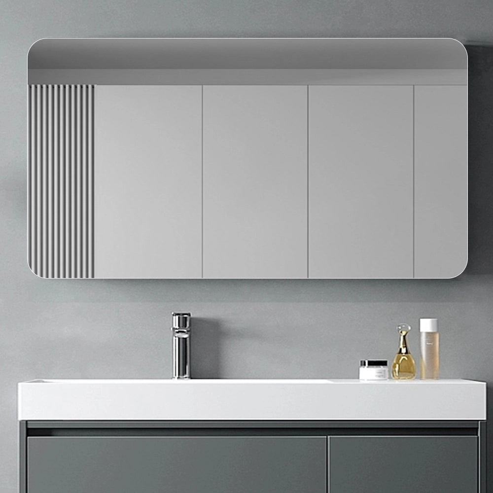 Specchio da Bagno 90x70 cm Senza Cornice; Angoli Arrotondati; Vetro Argento HD 5 mm; Argento
