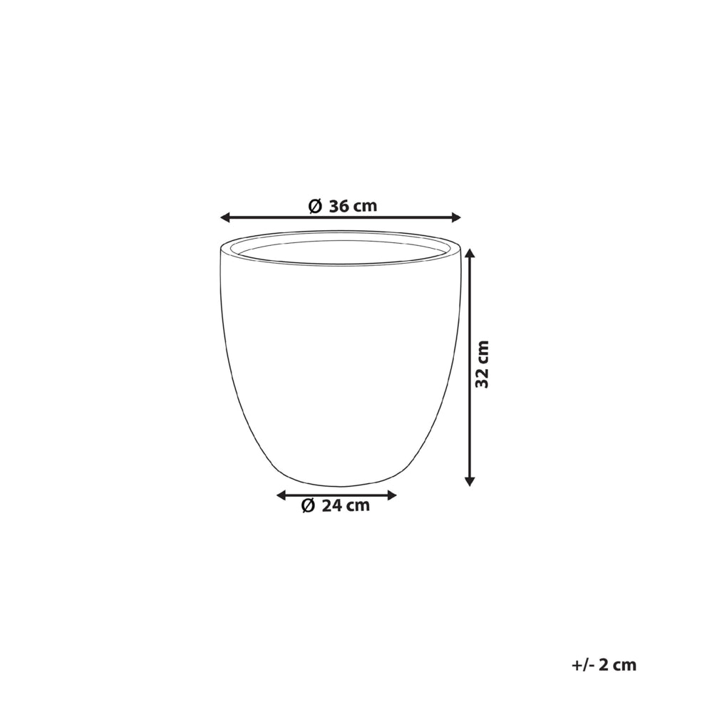 Vaso da fiori in argilla grigio 36 x 36 x 32 cm per interni ed esterni resistente alle intemperie