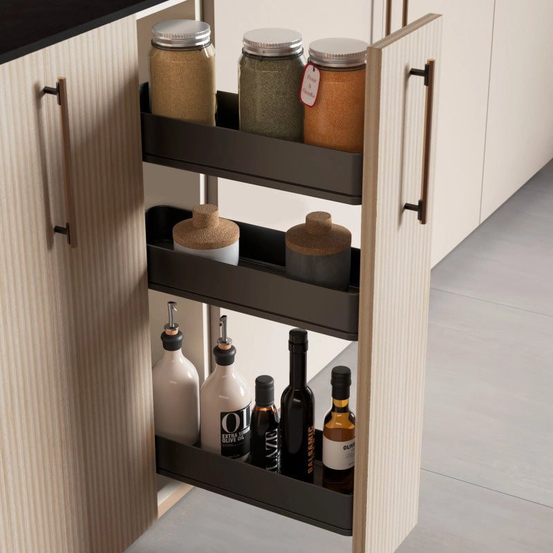Carrello estraibile con cestelli e carrello del pane Titane con fissaggio inferiore con chiusura soft, modulo 300mm