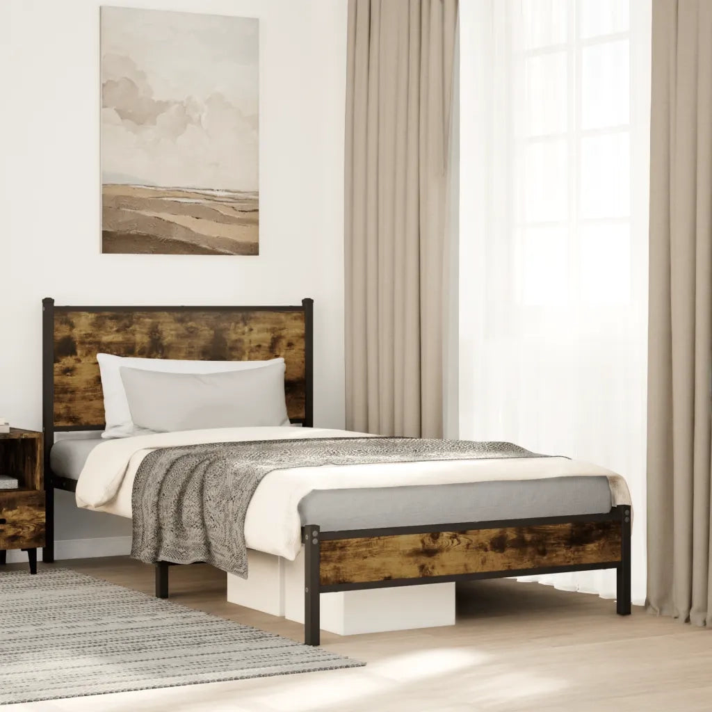 Giroletto senza Materasso in Metallo-Struttura Letto Rovere Fumo 100x190 cm 192230