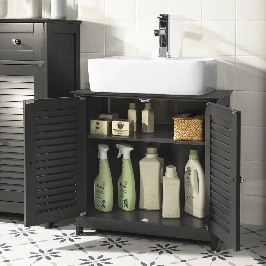 Mobiletto Bagno Cassettiera Bagno Armadietto Bagno Mobile Sottolavabo per Bagno Grigio FRG237-DG