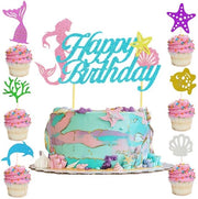 Decorazioni per torta - Topper per cupcake - Marina - Decorazione per festa - 7 pezzi - Bambù/Denti - Confezione sicura in cartone - Decorazione per torta
